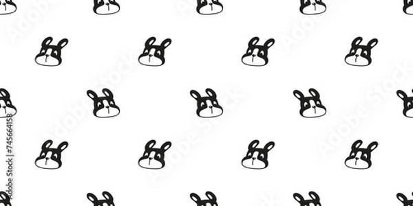Fototapeta dog seamless pattern french bulldog puppy vector pet cartoon doodle gift wrapping paper tile background repeat wallpaper scarf isolated design