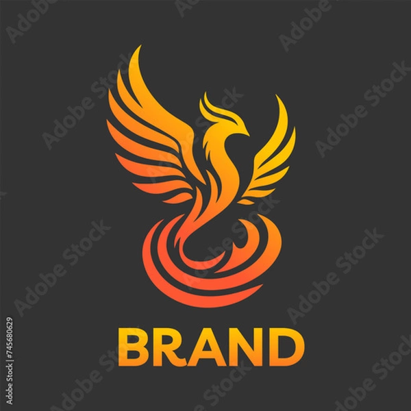 Fototapeta Vibrant phoenix rising, symbolizing rebirth and power. Logo Vector