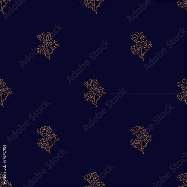 Fototapeta Seamless pattern Mystic golden flower with three branches Hand draw boho fantasy art for textile or t-shirt