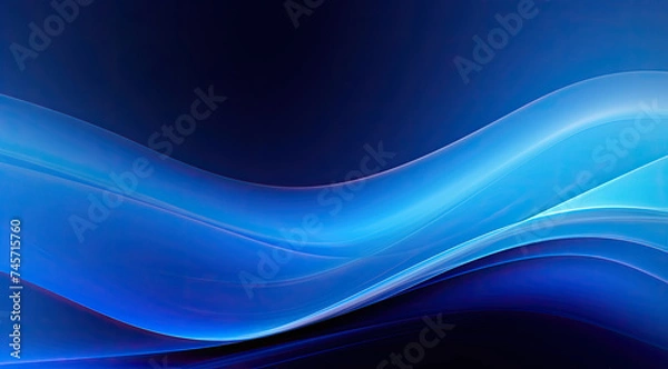 Obraz Close Up of a Blue Wave on Black Background