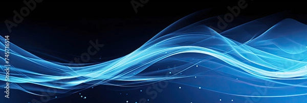 Obraz Blue Abstract Background With Waves and Stars