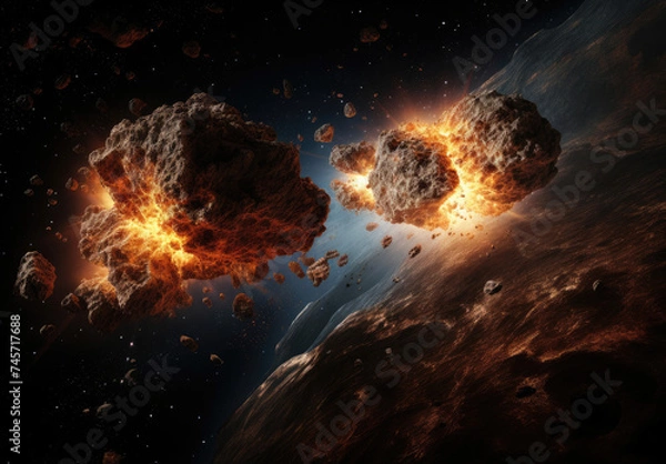 Obraz Cosmic Collision: Two Planets Colliding