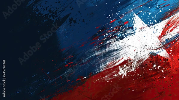 Obraz texas abstract grunge painted flag horizontal background with copy space - AI Generated Abstract Art