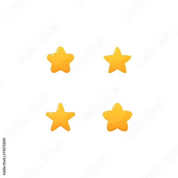 Fototapeta Set of stars isolated on white background. Vector illustration. 