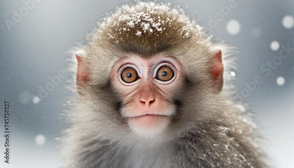 Obraz 雪の中の猿の子供,Generative AI AI画像