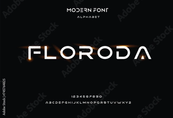 Fototapeta Creative abstract modern digital technology fonts. Minimalist slim typography monogram font style. Vector illustration and tech logo