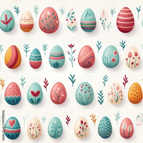 Fototapeta Easter Eggs Galore: Seamless Design