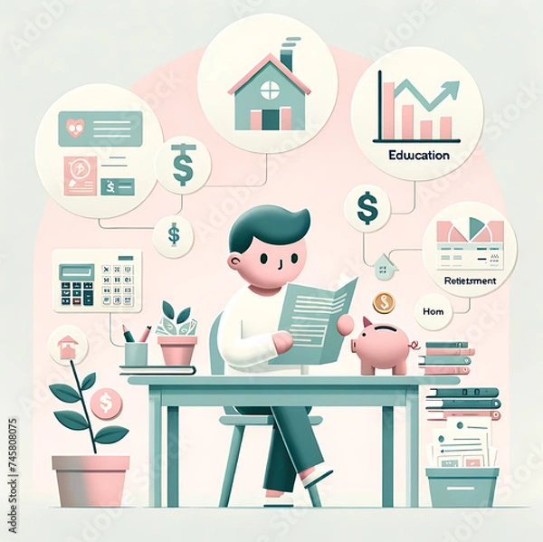 Obraz office, business, vector, cartoon, computer, work, working, internet, job