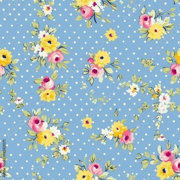 Obraz Floral Pattern of textile digital design motif pattern hand made artwork suitable for women cloth designs front back and dupatta print