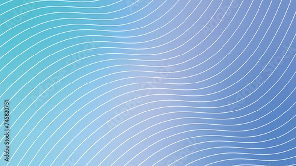 Fototapeta Blue abstract vector background with wavey lines for wab banner, poster, backdrop. 