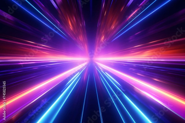 Fototapeta .Abstract Technology Futuristic Neon Lines on Dark Background