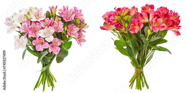 Obraz summer season flowers bouquet made with  Alstroemeria , isolated on transparent background