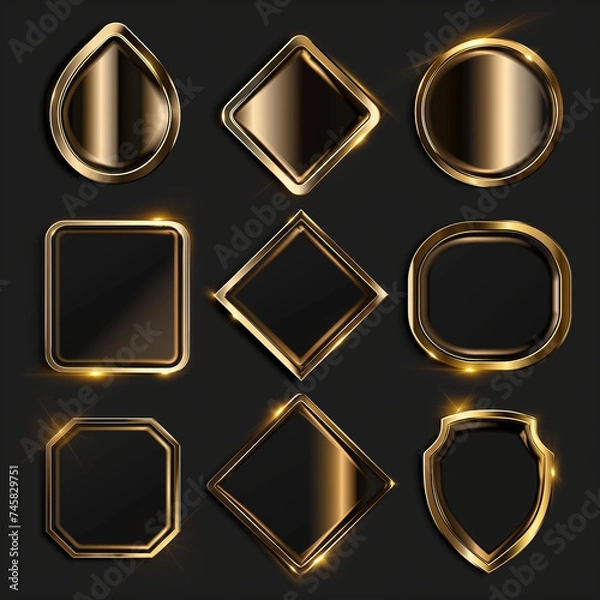 Fototapeta Luxury of Collection shape on black background, Illustration.