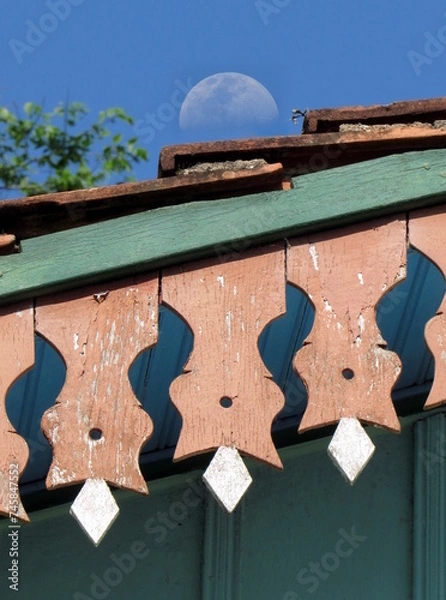 Obraz Moon on an old roof