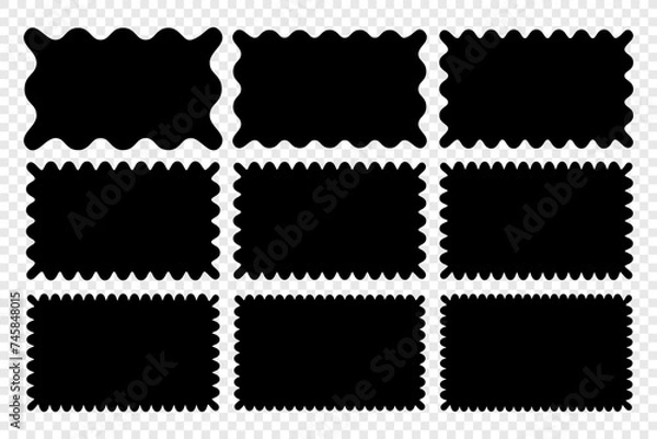Obraz Wavy edge rectangle shapes icon vector set