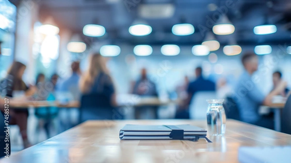 Fototapeta Blurred background of business people meeting in the conference room