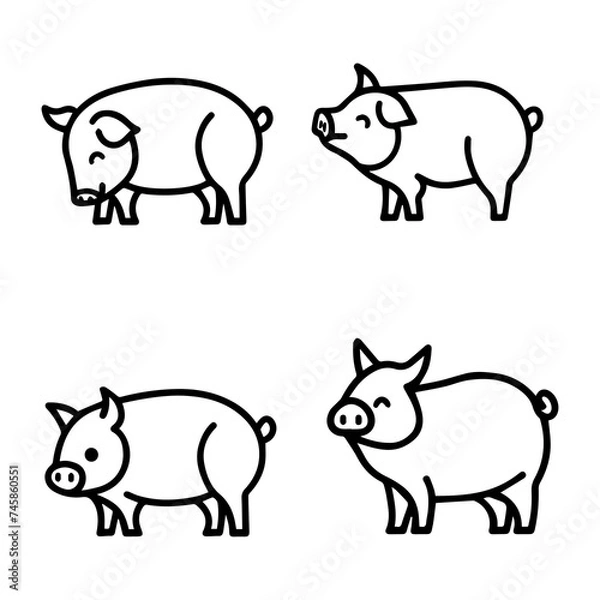 Obraz pig icon set