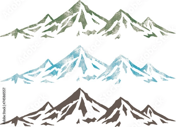 Fototapeta 版画スタンプのようなグランジの山