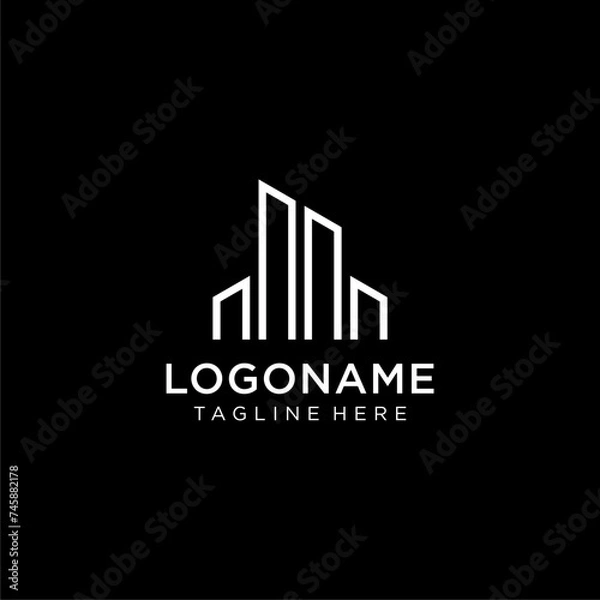 Fototapeta Letter DB or JB with building concept logo vector icon