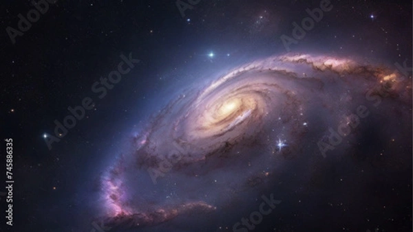 Fototapeta Illustration of galaxy with stars and space dust in the universe. Generative AI.