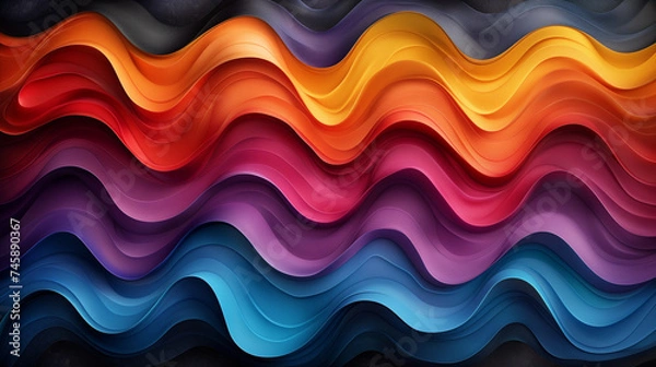Fototapeta Abstract colorful waves. AI generated art illustration.