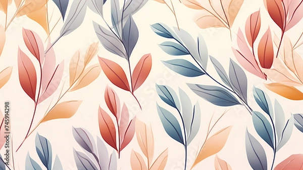 Fototapeta Abstract fabric, botanical art background