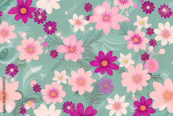 Fototapeta seamless floral pattern, generative ai