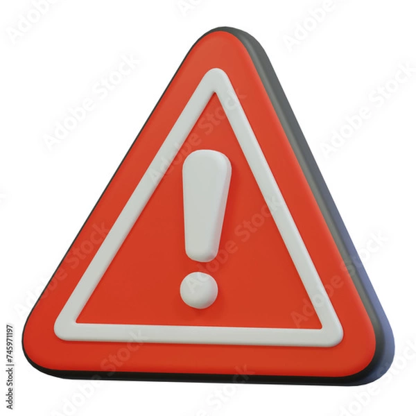 Fototapeta red warning sign 3d icon