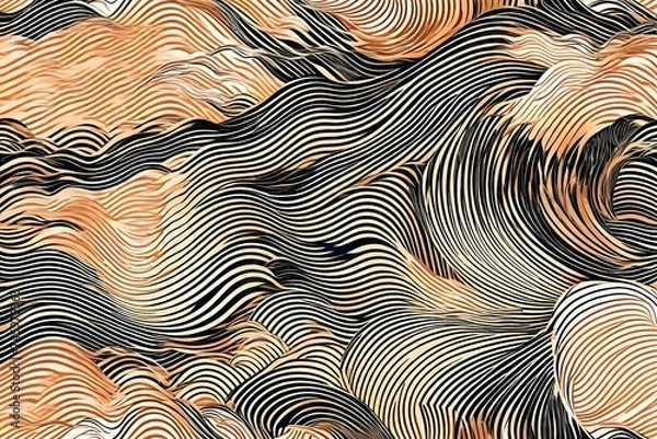 Fototapeta Japanese background with line wave pattern vector. Abstract template with geometric pattern Vector art deco wavy luxury pattern, wave line japanese style background. 