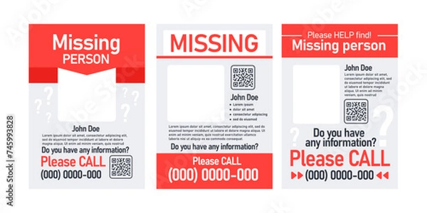 Obraz Missing person poster template. Vector illustration