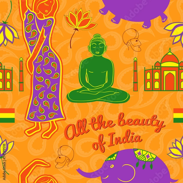 Fototapeta India vector seamless pattern