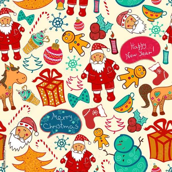Fototapeta Christmas vector seamless pattern