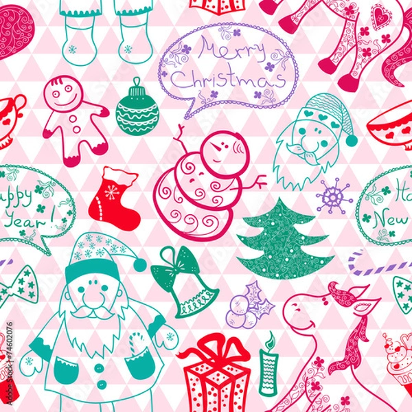 Obraz Christmas vector seamless pattern