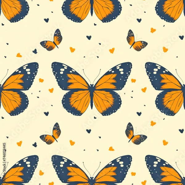 Fototapeta colored Butterfly seamless tile pattern background, ai generated