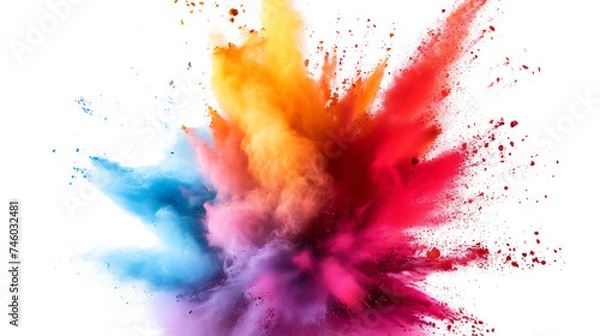 Fototapeta Colored powder explosion isolated on transparent background