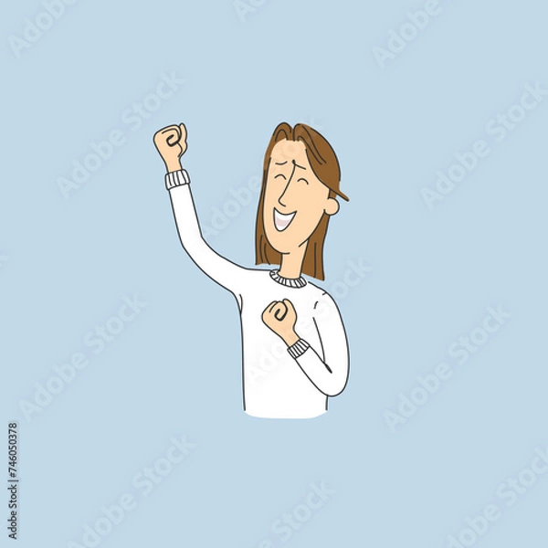 Fototapeta Emotions of a charismatic character in cartoon style. Joy, jubilation.