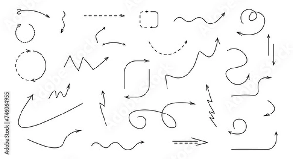 Fototapeta Arrows. Arrow vector icon. Arrows in different directions. Hand arrows. Arrow line icon on white background