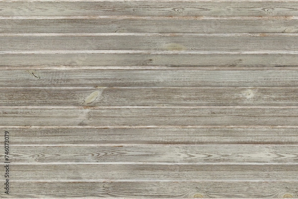 Fototapeta Wood boardwalk decking surface seamless pattern in greyish colors. Old rustic floor panels background.