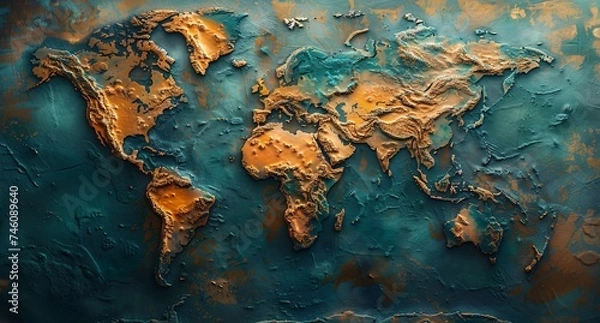 Obraz 3D world map illustration