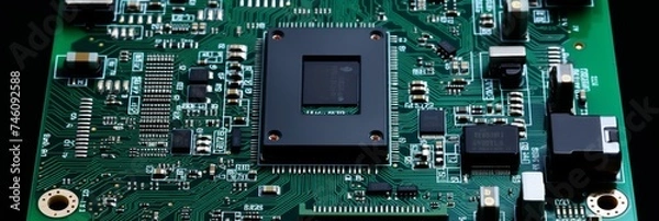 Fototapeta computer board with radioelements as a background for the entire image