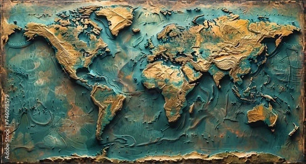 Obraz 3D world map illustration