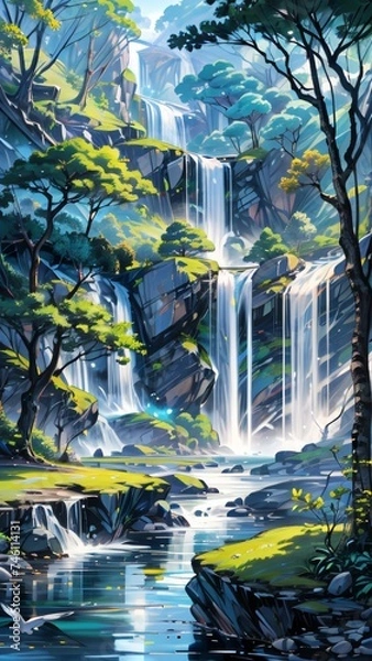 Obraz Waterfall in foest