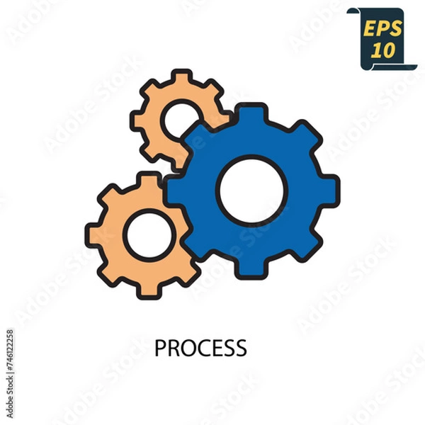 Fototapeta process icons  symbol vector elements for infographic web