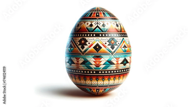 Fototapeta Egg with Native American geometric patterns on white