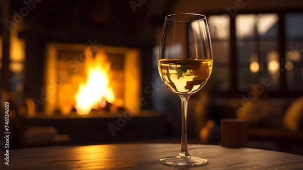 Obraz Elegant glass of red wine on dark wooden background, wine industry concept