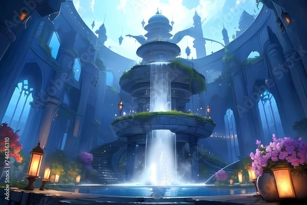 Fototapeta  PRGゲーム背景風古代文明神殿塔遺跡