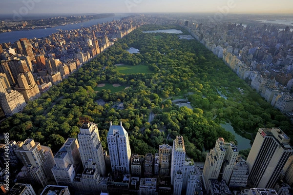 Fototapeta Central Park aerial view, Manhattan, New York; Park is surrounde