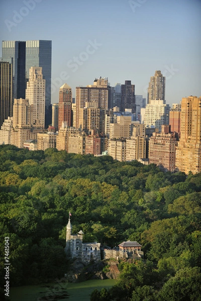 Fototapeta Central Park aerial view, Manhattan, New York; Park is surrounde