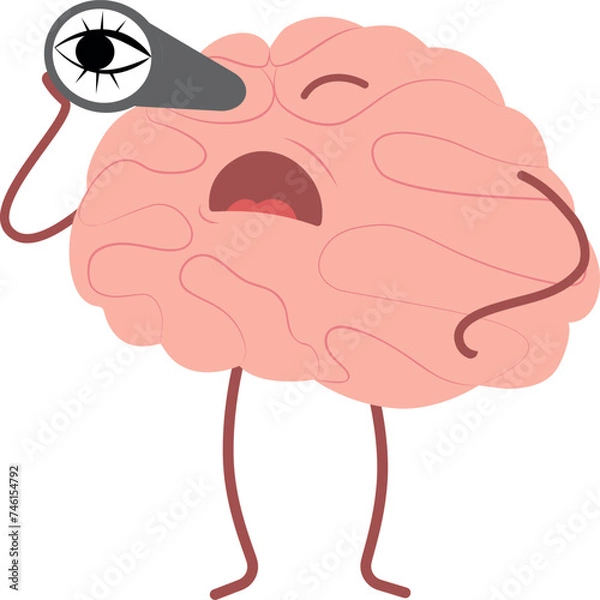 Fototapeta Vector character in flat style. The brain looks through the telescope.
Vector illustration of the organs of the central nervous system.