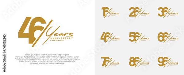 Fototapeta anniversary logotype vector design with slash and handwriting brown color for special day